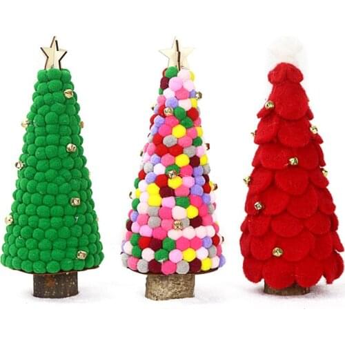 Navidad Christmas Gift Ornaments Elk Elderly Artificial Fake Tree Desktop Small Cute Wooden Felt Cloth Party Festival Supplies
