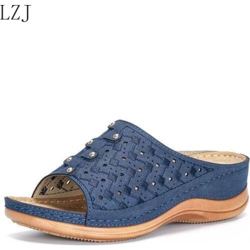 2020 Women Low Heel Shoes Summer Open Toe Comfy Sandals Casual Wedges Non Slip Slippers Sandalias Flat Platform Mujer