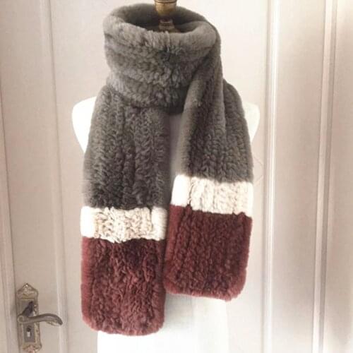 2020 Women Hot-Sale Winter Fashion Thermal Scarf Real Rex Rabbit Fur Muffler Womens Luxury Shawl