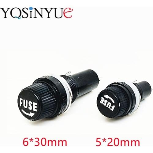 5*20MM 6*30MM 10A 250V Glass Fuse holders 5x20 6x30 Black Insurance Tube Socket Panel Mount Fuse Socket Copper