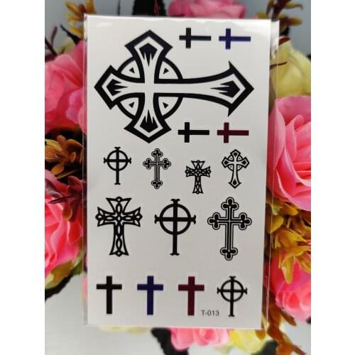 Women Men Girl Fake Tattoo Stickers Cross Temporary Tattoos Transferable Tatoo Waterproof Art Tatoo