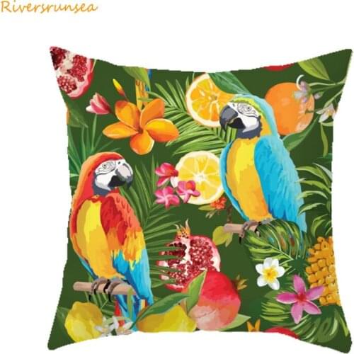 Vintage Parrot Cushion Covers Tropical Birds Printed Pillow Cover Decoration Festival Pillow Case Cushion Cover High Quality