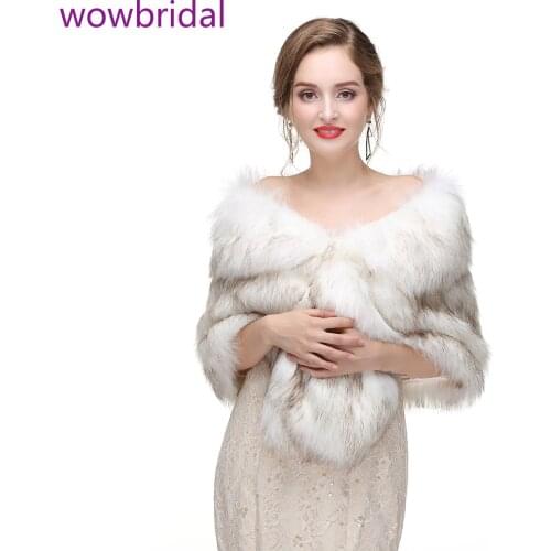 WOWBRIDAL Warm Faux Fur Winter Bridal Cape Wedding Cloaks Party Wraps Jacket Wrap Boleros De Encaje Boleros De Mujer