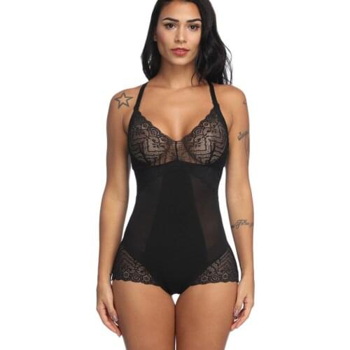 Sexy Lace Bodysuits Women Slimming Body Shaper Push Up Tummy Control Invisible Seamless Adjustable Shaperwear tummy shaper waist