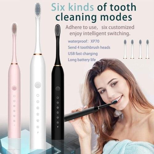 1Pcs Electric Toothbrush Ultrasonic USB Charger Replacement Toothbrush Head Rechargeable Head Soft Waterproof Toothbrush K5M8