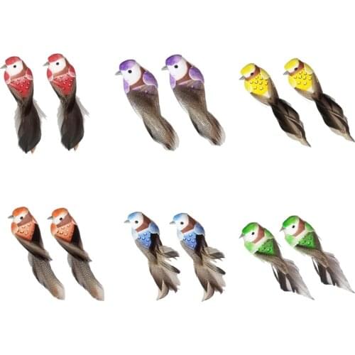 2pcs Artificial Feather Foam Birds Figurines Home Garden Tree Decoration