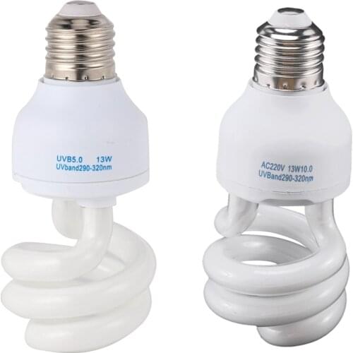 2Pcs Uvb 13W Reptile Uv Lamp Vivarium Terrarium Tortoise Turtle Snake Pet Heating Light Bulb 220V-240V(Uvb5.0 & Uvb10.0)