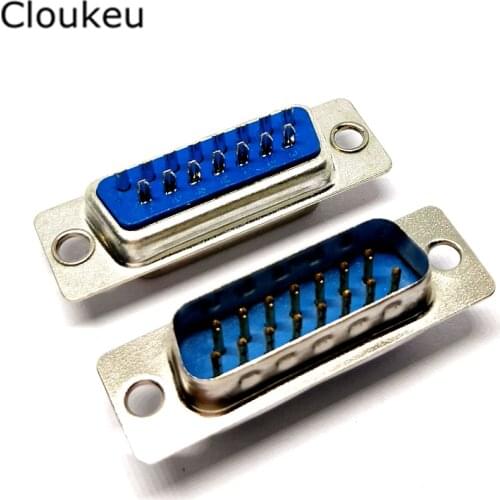 5Pcs DB15 Pin Male Solder cup connector DB15M serial port adapter 2 row foot