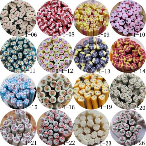 5pcs/lot 5mm*5CM Christmas Series Polymer Clay Cane Fancy Snowman Gift Pumpkin Santa Snowflake