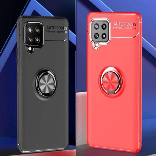 A42 Case Magnetic Car Mount Protective Cover For Samsung Galaxy A42 5G Metal Ring Stand Shockproof Soft Silicone Phone Cover