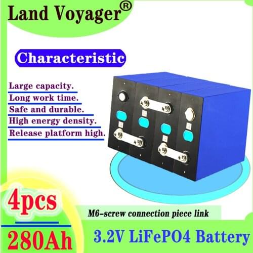 Land Voyager brand new 4pcs 3.2v280ah lifepo4 rechargeable battery lithium iron phosphate solar battery 12v 24v non-200ah EU AAA