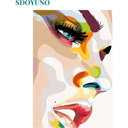 SDOYUNO DIY Acrylic Painting By Numbers Kits Figure 60x75cm Coloring By Numbers On Canvas Scenery Frameless Digital Hand Paintin