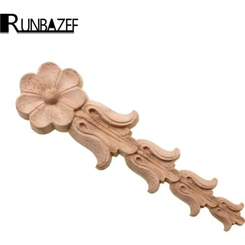 RUNBAZEF Solid Wood Applique Woodcarving European-style Carved Vertical Long Flower Tablet Home Decoration Accessories Ornaments