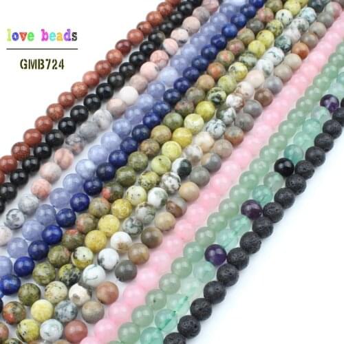 4/6/8/10/12mm Crystal Agates Turquoises Aventurnes Unakites Stone Beads for Jewellery Making 15 Inch DIY Making Bracelets