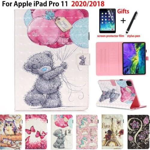 Coque For iPad Pro 11 2020 2018 Case Cover For iPad Pro 11" 2020 Funda Tablet 3D Cartoon Painted PU Leather Stand Shell Capa