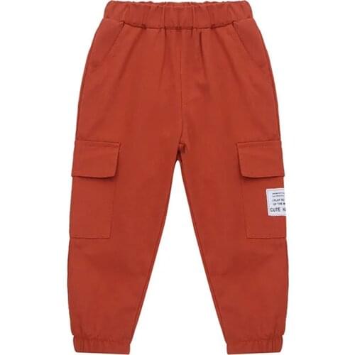 Spring & Autumn Cotton Child Pants New Korean Version Handsome Boy Trousers Fashion Girl Overalls Casual Childrens Clothing