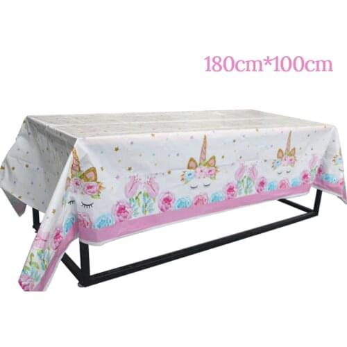 1pcs unicorn plastic tablecloth unicorn party kids happy birthday party decoration baby shower 1st 2st 3st table cover supplies