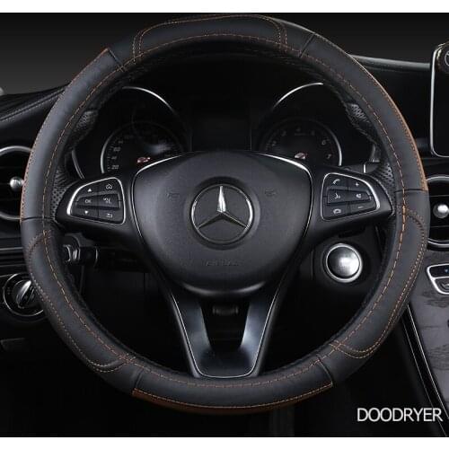 DOODRYER Carbon Fiber Leather Car Steering Wheel Cover For Fiat 500 500X Ducato Grande Punto Tipo Panda Freemont Bravo Stilo
