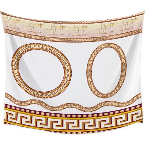 Greek Ethnic Circle Geometric Tapestry Wall Hanging Home Wall Decor Bedroom Tapestry Yoga Mat Picnic Mat
