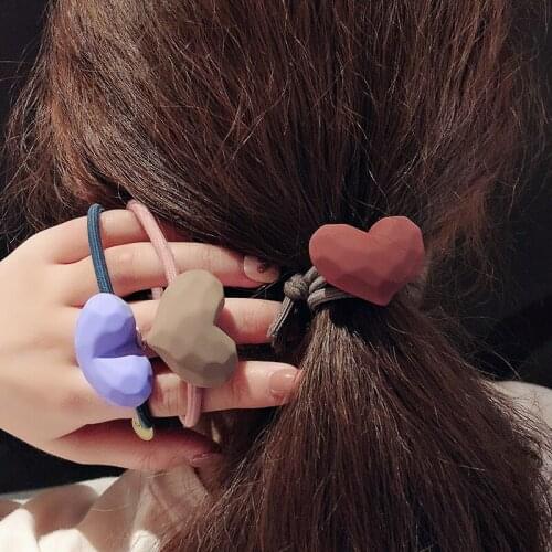 H:HYDE Heart Scrunchies For Woman Girls Hair Ties Sweet Lovely Hair Accessories Elastic Hairband Ornament Hair Gum Girl Holders