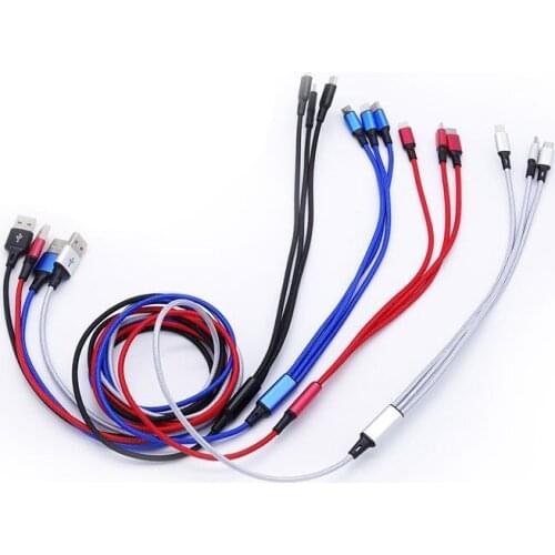 Data Cable Suitable for Android for Iphone Fast Charging 1.2M Braided 3-In-1 Data Cables Portable Cable