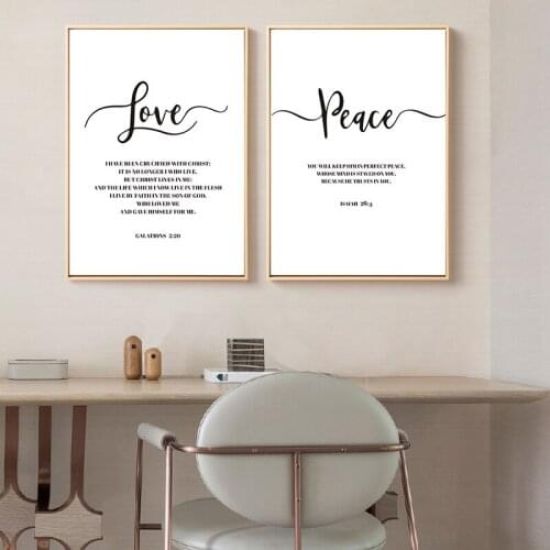 Canvas Painting Printing Minimalist Quote Wall Art Love and Peace Posters and Prints Frameless Pictures for Living Room