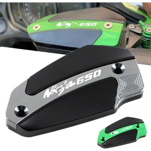 Motorcycle CNC Aluminum Front Fluid Reservoir Cover Cylinder Reservoir Brake Cap For Kawasaki Ninja 650 2017 NINJA650 With LOGO