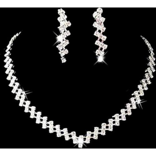 Hot Sale Sumptuous Bridal Wedding Prom Jewelry Crystal Rhinestone Diamante Necklace & Earring Set 7FWO BDLC 2021 New Fashion