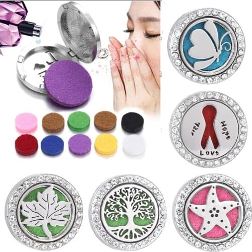New Aromatherapy Snap Buttons Perfume Locket Magnetic Stainless Steel Essential Oil Diffuser 18mm Snap Button Bracelet Jewelry