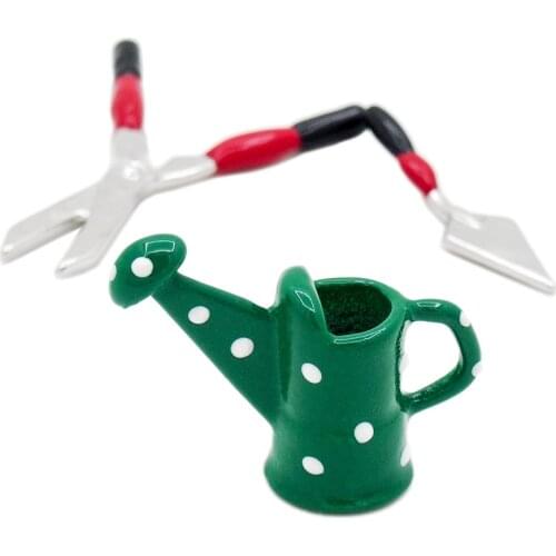 Odoria 1:12 Miniature Chirstmas Topper Clippers Water Can Fairy Garden Tool Outdoor Set Dollhouse Accessories Doll House Decor