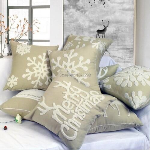 Free Shipping 45*45cm Christmas Style Throw Pillow Case Canves Wool Embroidery Cushion Cover HT-CCWEC-F1-10