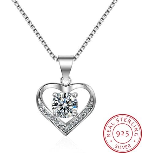 Cubic Zircon Heart Pendant Necklace 925 Sterling Silver Fashion Woman Choker Necklaces Jewelry Accessories YNC095