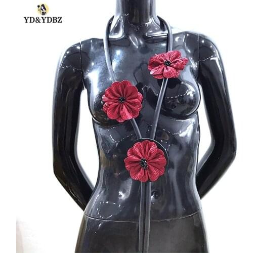 YD&YDBZ New Red Flowers Pendant Necklace Womens Long Necklace Summer Dress Accessories Simple Wedding Gift Girl Punk Style 2019