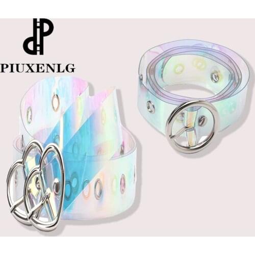 PIUXENLG LadyS Belt Ranbow Transparent Holographic Clear Pin Buckle Belt Best Wild Jeans Girls Dress Decoration Belt Waist