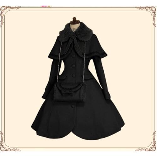 Lolita Princess Dress Autumn Winter Single-breasted Shawl Wool Overcoat Sweet Slim Coat Custom-made Size Free Shipping