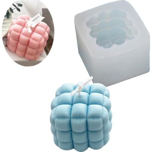 Simple Geometric Square Soft Bag Sofa 3D Silicone Mold for Candle Making Diy Aromatherapy Plaster Soap Candle Mold Crafts
