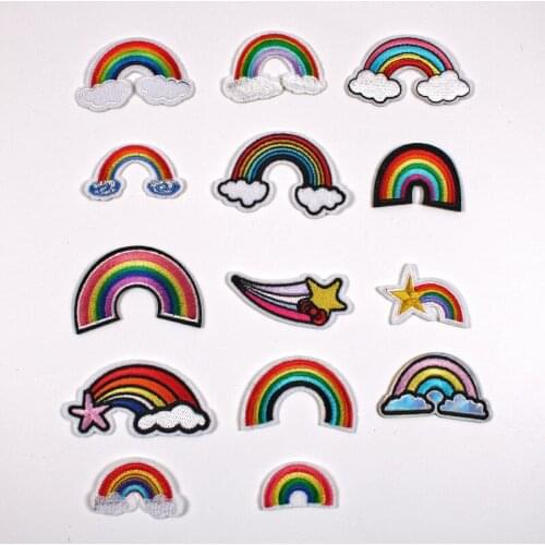 Rainbow Patch Iron-On Embroidered Patches Sewing Applique Patchwork Accessories Cartoon Badges For Clothes DIY Stickers