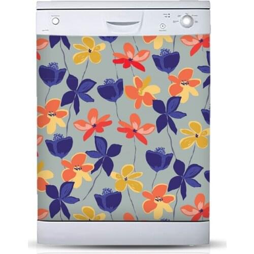 Wholesale 3D Painted Flowers SelfAdhesive Dishwasher Refrigerator Freeze Sticker Kids Art Fridge Door Cover Wallpaper