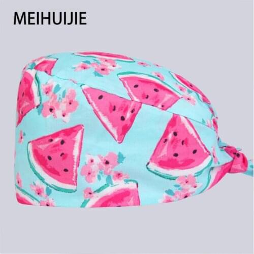 Womans Scrub Cap clinical hat Tie Back Working Hat 100% Cotton Washable Sweatband Beautician hats Dust Proof Scrub Caps