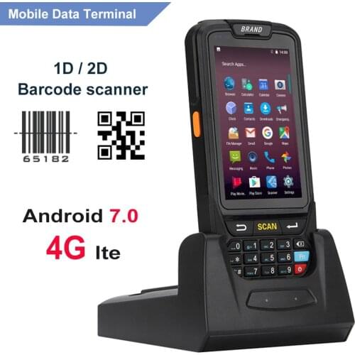 Wireless touch screen smartphone wifi 4G android 7.0 handheld mobile PDA 1D laser barcode data collector 2D Bar code reader