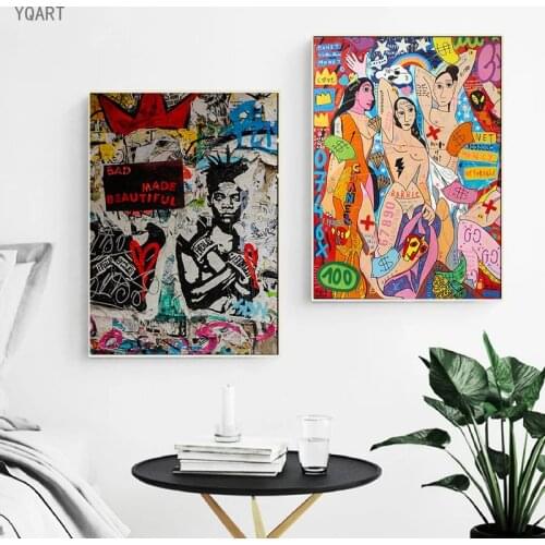 Modern Street Graffiti Artwork Abstract Portrait Posters Famous Canvas Paingtings on The Wall for Modern Home Room Wall Pictures
