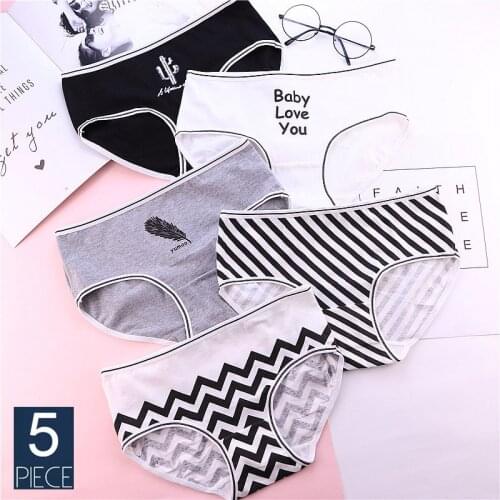 Cotton Panties Female Underpants Sexy Panties for Women Underwear Stripe Pantys Girl Briefs Lingerie 5PCS/Set Wholesale Panty