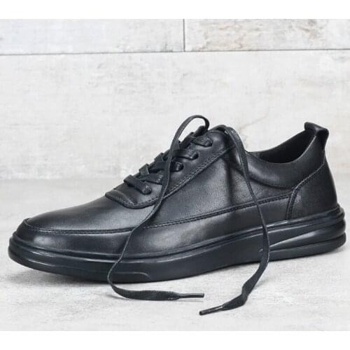 Handmade Genuine Leather Casual Shoes Men Soft Bottom Sewing Lace-up Flats Breathable Wear-Resisting Business Leisure Shoe G2068