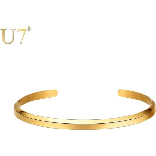U7 Bracelets Rose Gold Color Silver Color Open Cuff Bangles For Women Bracelets & Bangles Female Jewelry Hand Accessories H1067