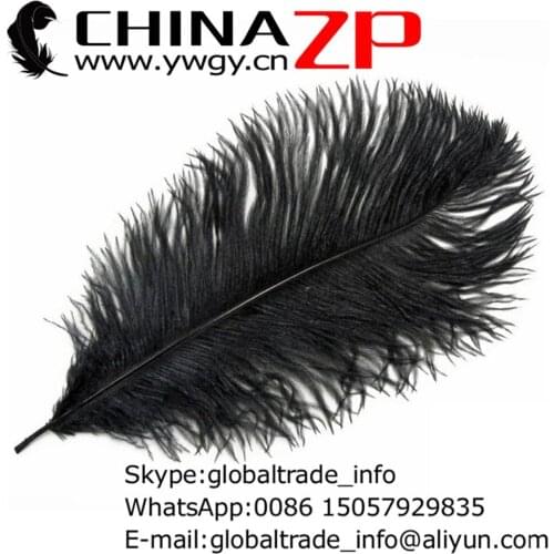 Leading Supplier CHINAZP Factory 50pcs/lot 35-40cm(14-16inch) Pretty Natural Black DIY Ostrich Feathers