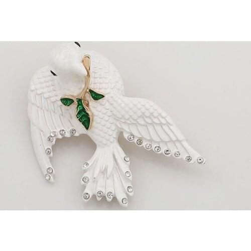 Branch Peace Dove Bird inlay diamond autumn and winter new sweater cardigan coat windbreaker fashion versatile Brooch