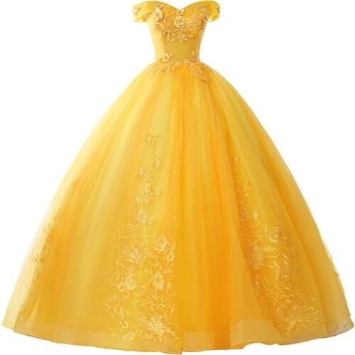 Gold Quinceanera Dresses Party Prom Off The Shoulder Ball Gown Lace Embroidery Vintage Quinceanera Dress Plus Szie
