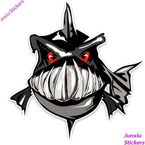 Cartoon Piranha Graffiti Funny Car Sticker Styling Bumper Window Cover Scratches Waterproof Decal Decoration KK14*13cm