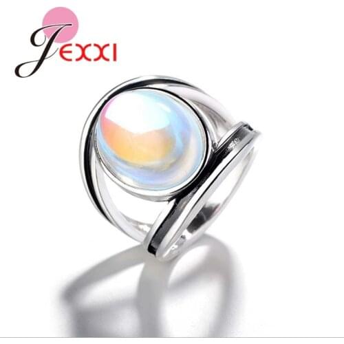 Oval Pattern Crystal Finger Rings For Women Authentic 925 Sterling Silver CZ Wedding Statement Jewelry Accessories Bague