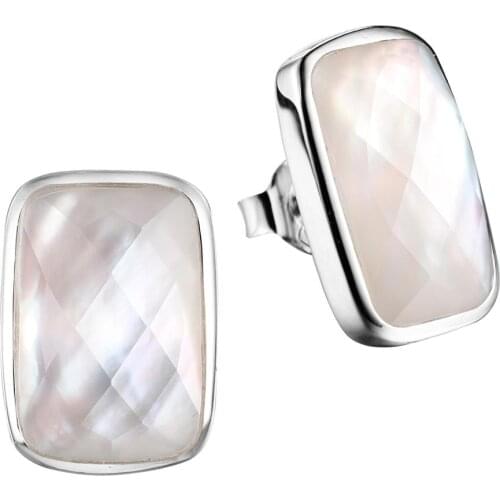 DORMITH real 925 sterling silver earrings gemstone earrings 17x11mm natural mother pearl earrings for women fine jewelry earring